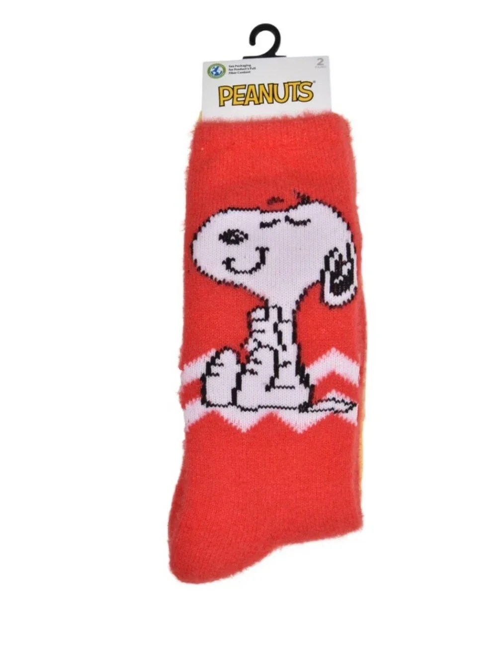 Peanuts Snoopy Woodstock Fuzzy Womens Boots Socks, Shoe Size 4-10 2-Pack New